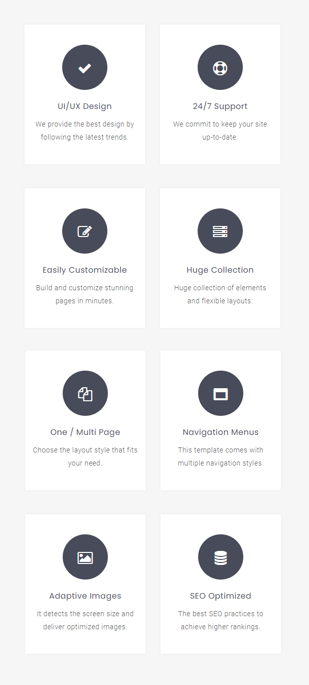 html and whmcs template features