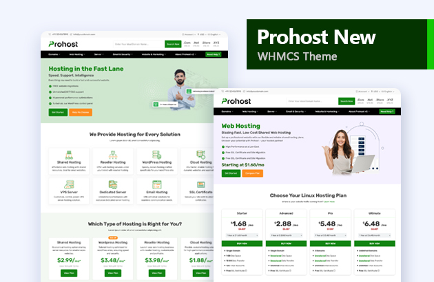 prohost New whmcs theme