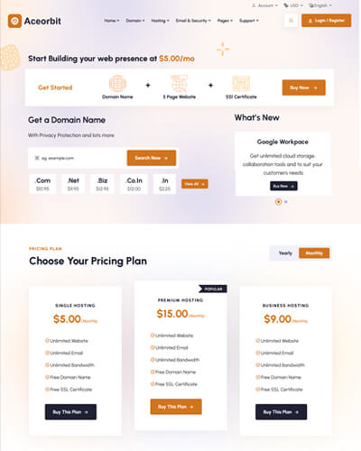 aceorbit web hosting template