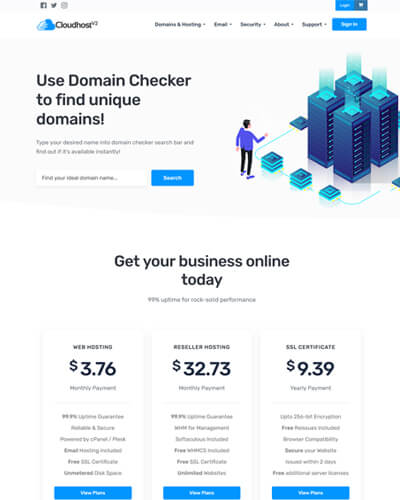 cloudhost v2 web hosting template