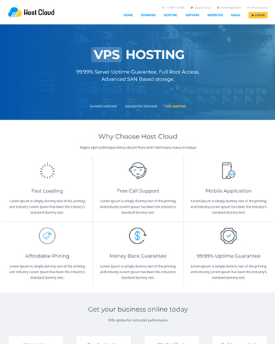 hostcloud web hosting template