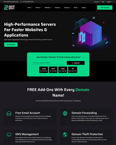 zhost web hosting template