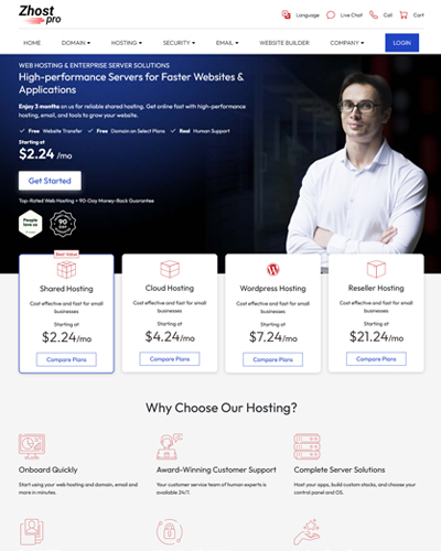 zhostpro web hosting template