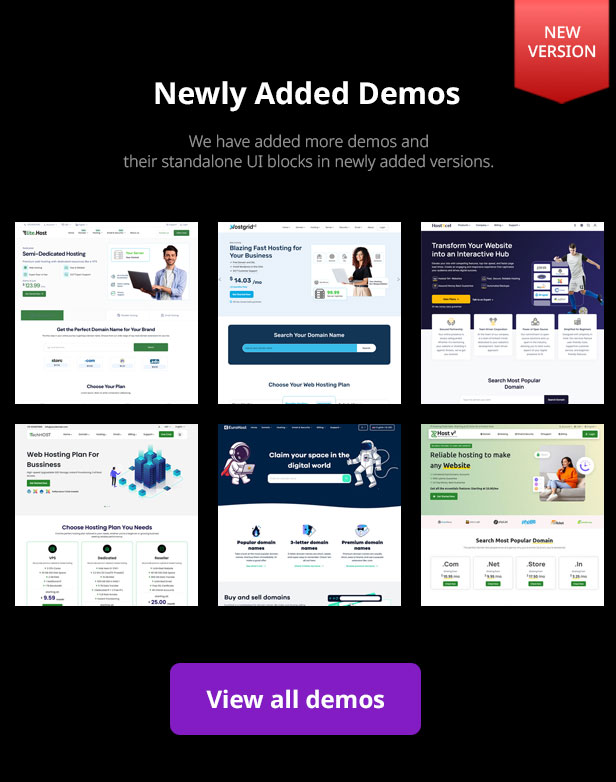 new demo html and whmcs