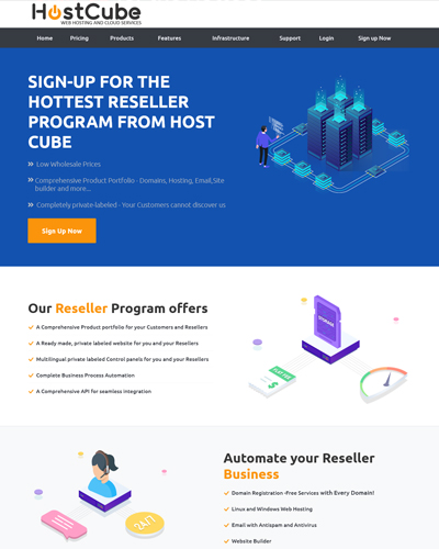 hostcube web hosting partnersite theme