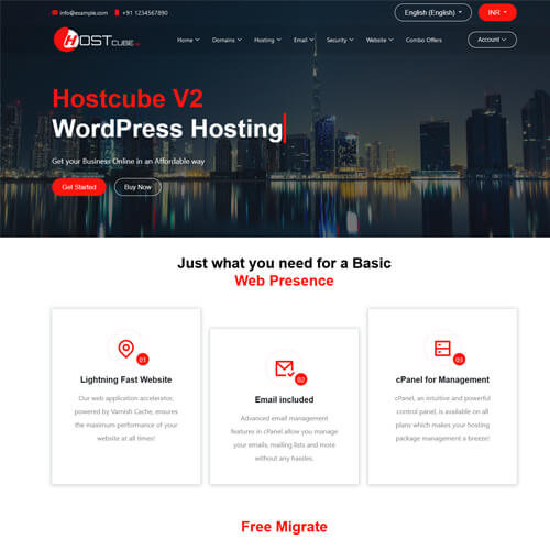 hostcube v2 supersite and html theme