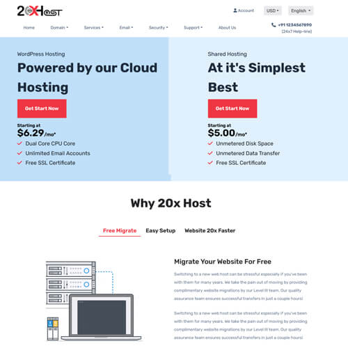 20xhost hosting html template