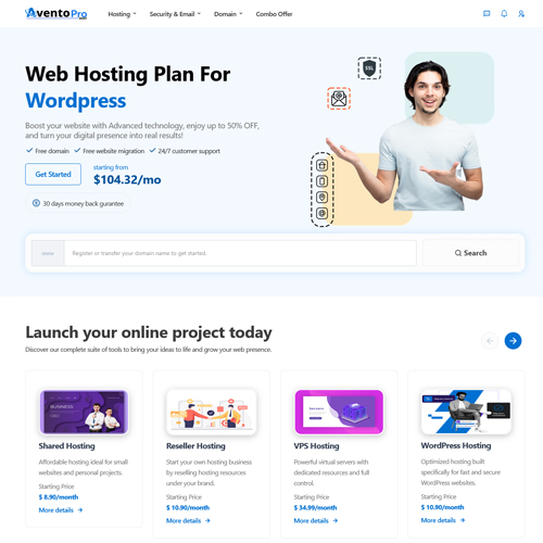 aventoprohost hosting html template