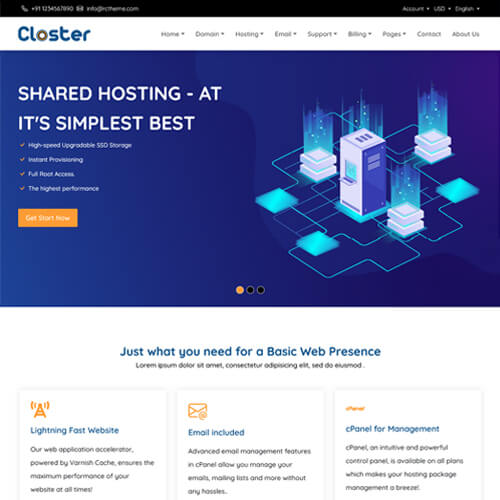closter hosting html template