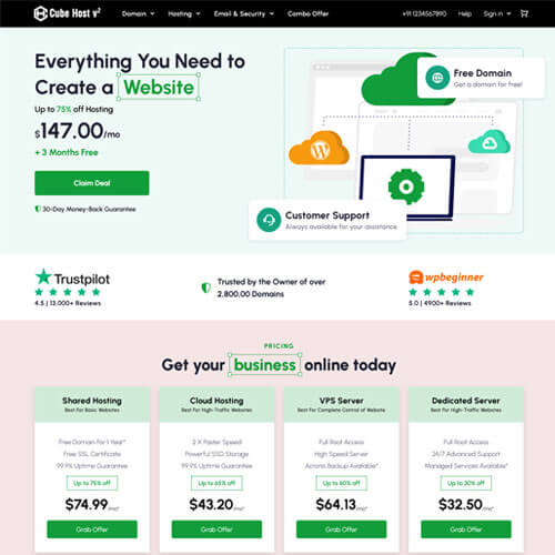 cubehostv2 hosting html template