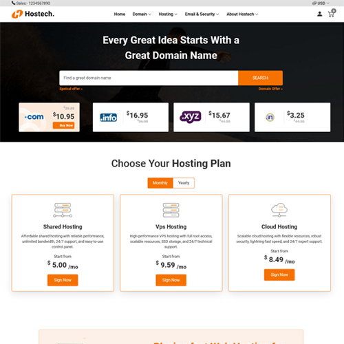 hostech hosting html template