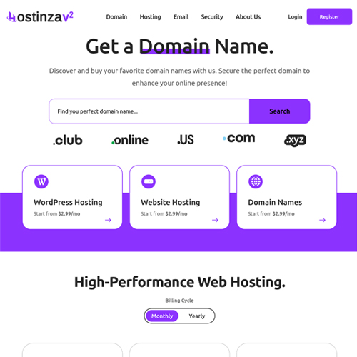 hostinza v2 hosting html template