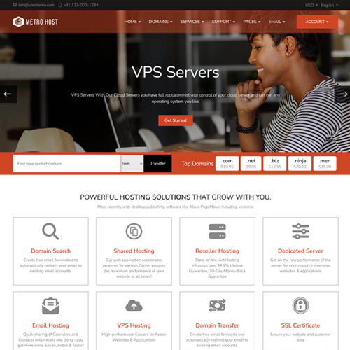 metro host hosting html template