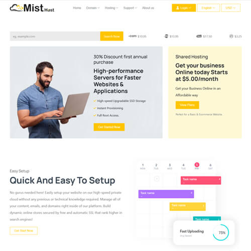 misthost hosting html template