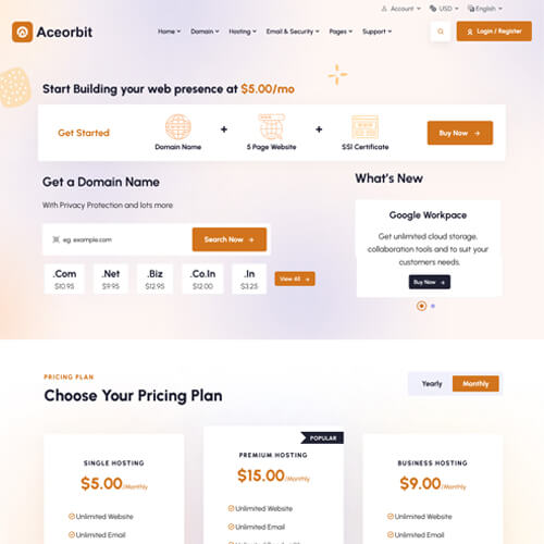 hosting business templates