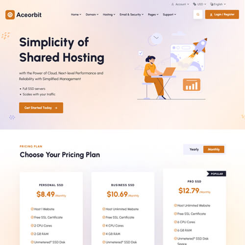 web hosting site themes