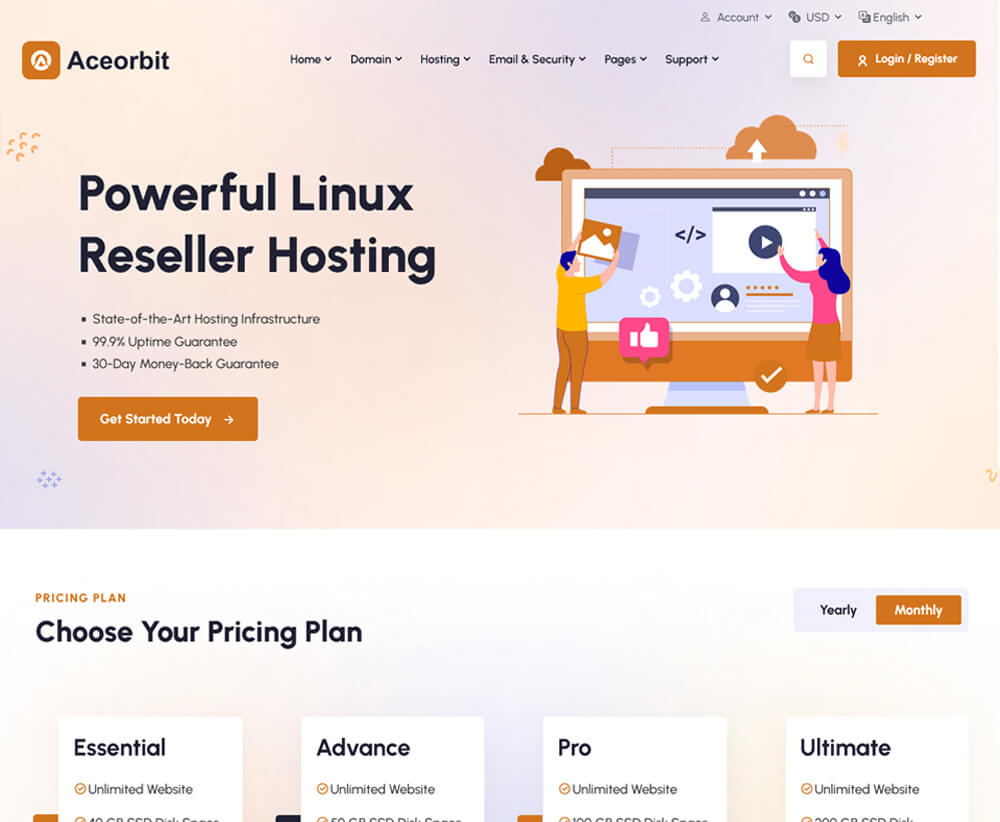 hosting website templates
