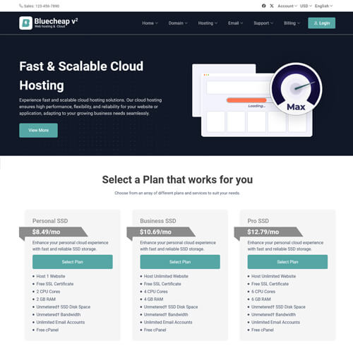 web hosting site themes