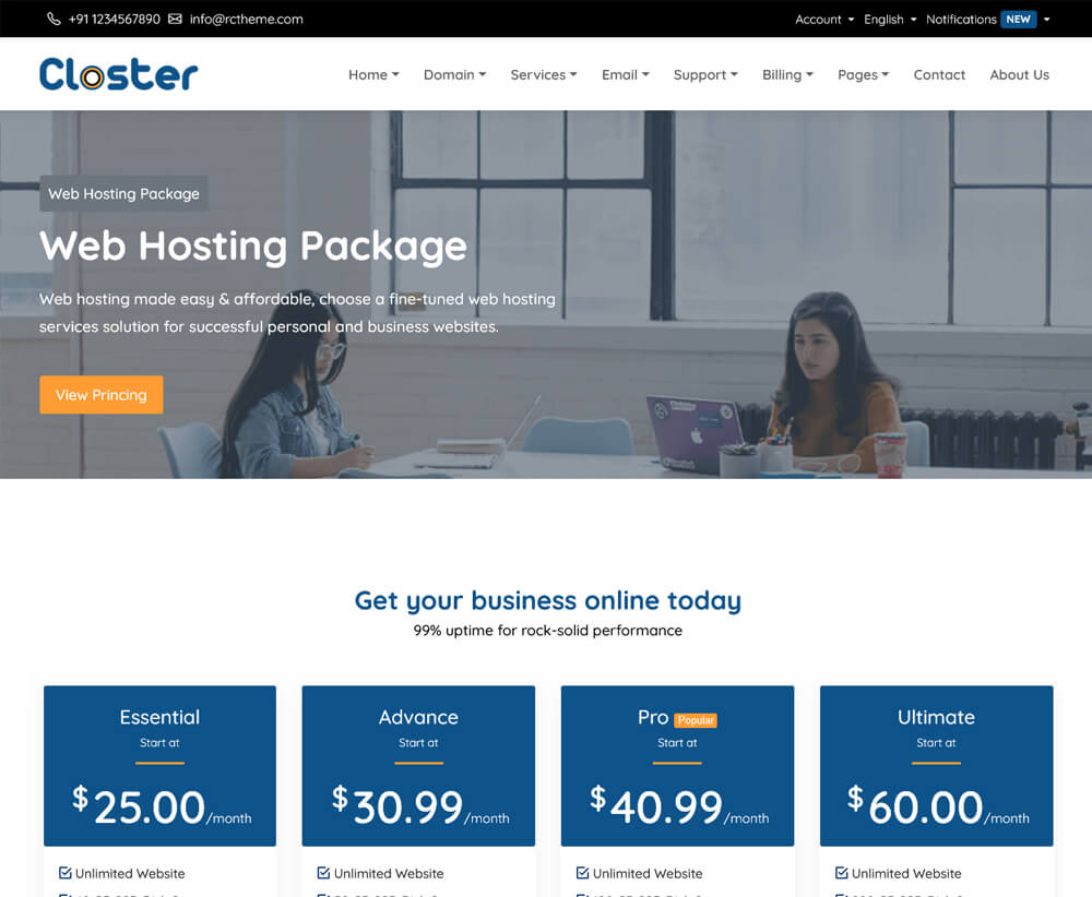 hosting website templates