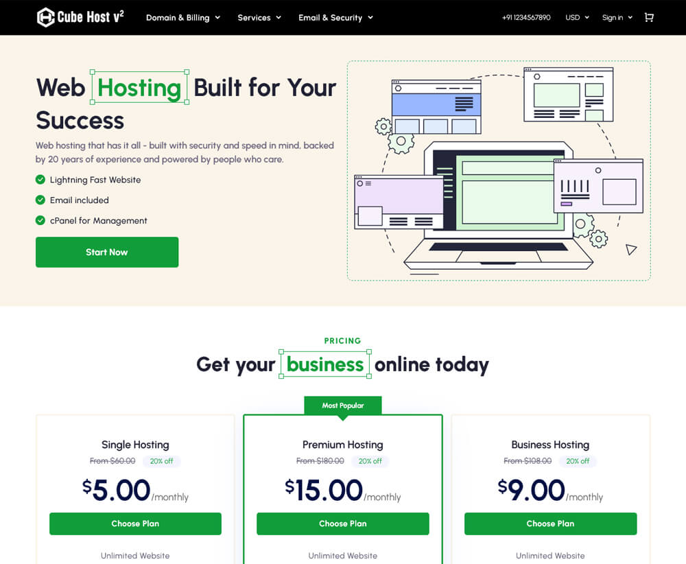 hosting website templates