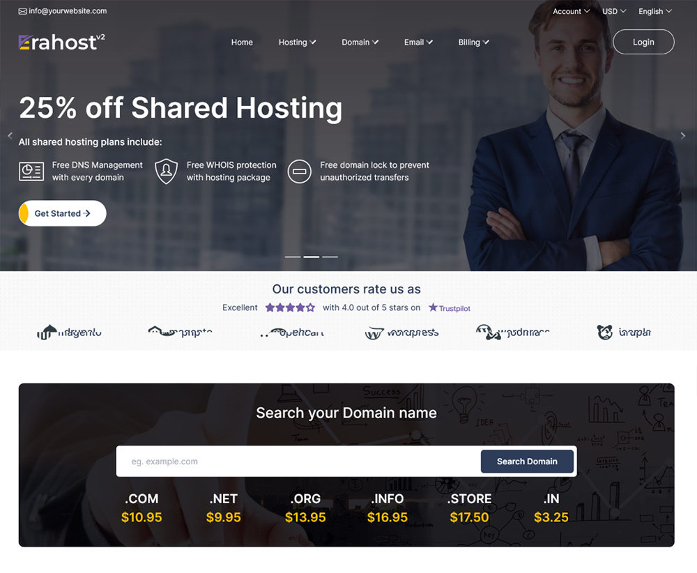 hosting website templates