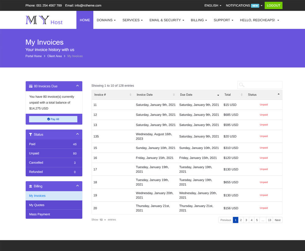 hosting website templates