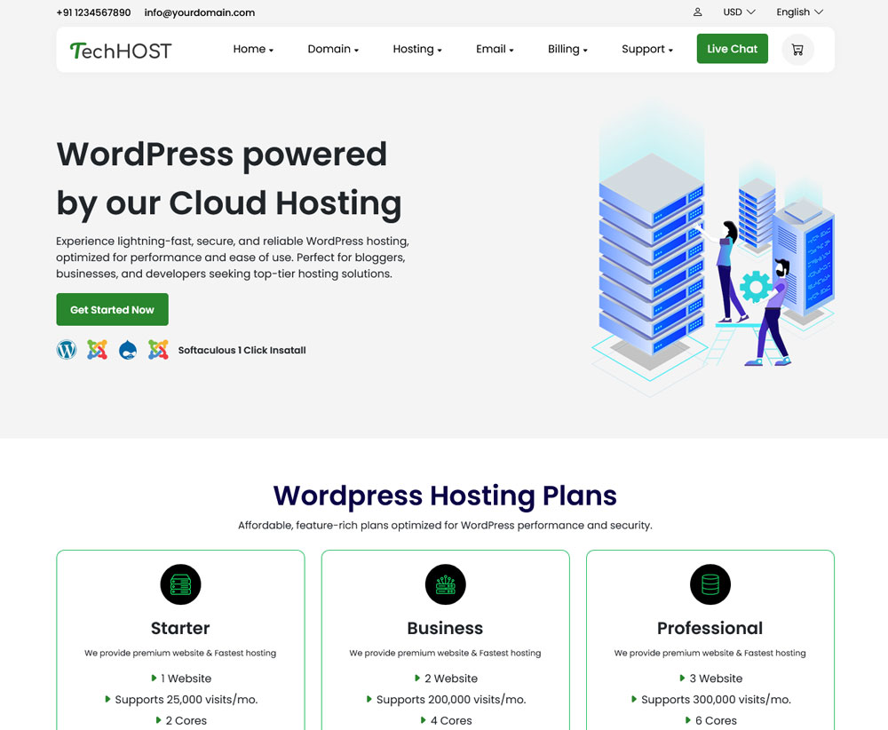 hosting website templates