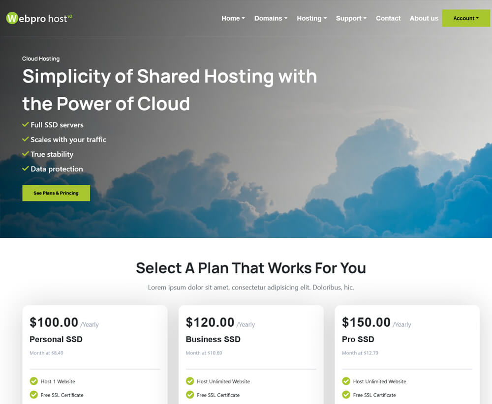 hosting website templates