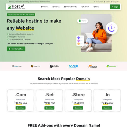 zhost v2 whmcs theme