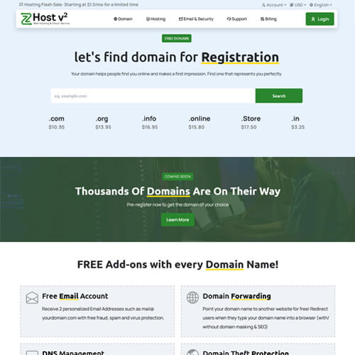 zhost v2 whmcs theme