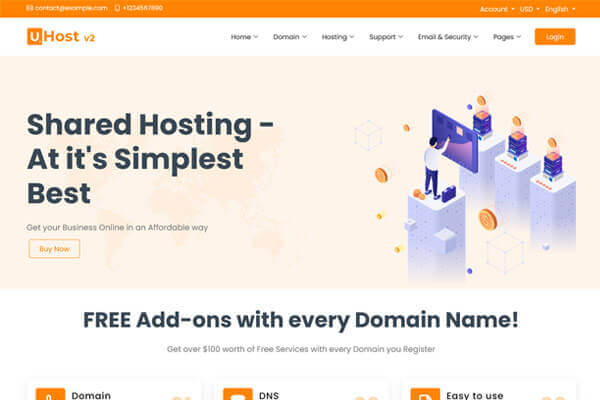 uhost v2 whmcs awesome premium features theme