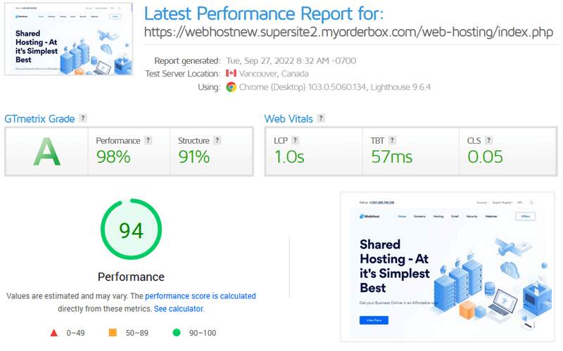 Webhost supersite theme performance